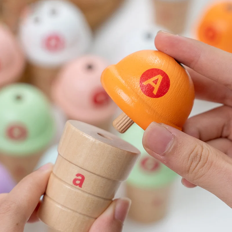 Juguete Montessori divertido juego de emparejamiento de helado de letras, reconocimiento de Color, iluminación de la primera infancia, crecimiento de inteligencia y diversión