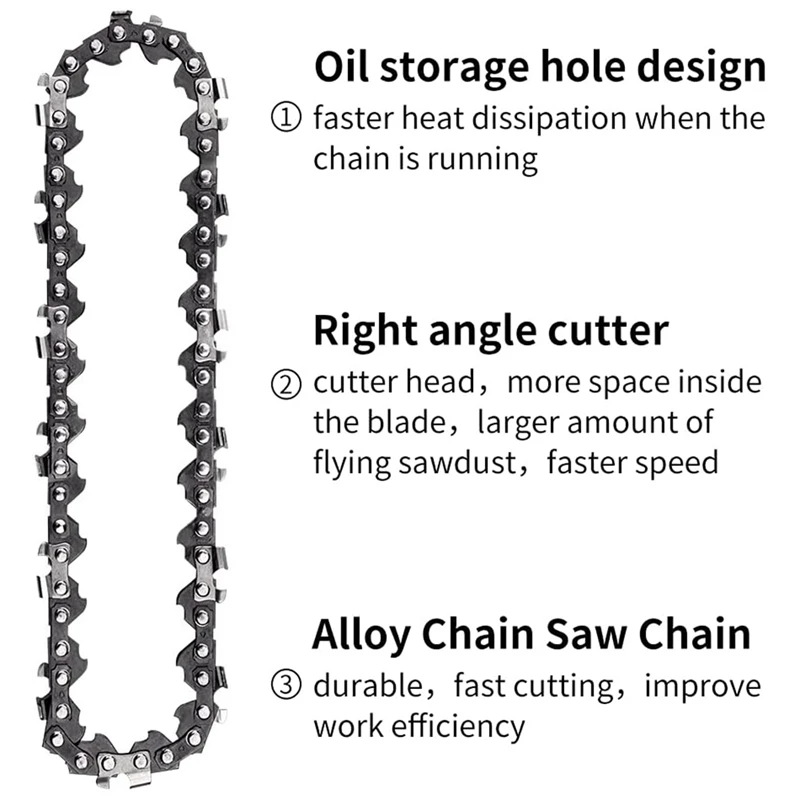 4Pcs Mini Chainsaw Chain 4 Inch Guide Saw Chain 1/4 LP Pitch, 28 Sections For Electric Protable Handheld Chain Saw Easy To Use