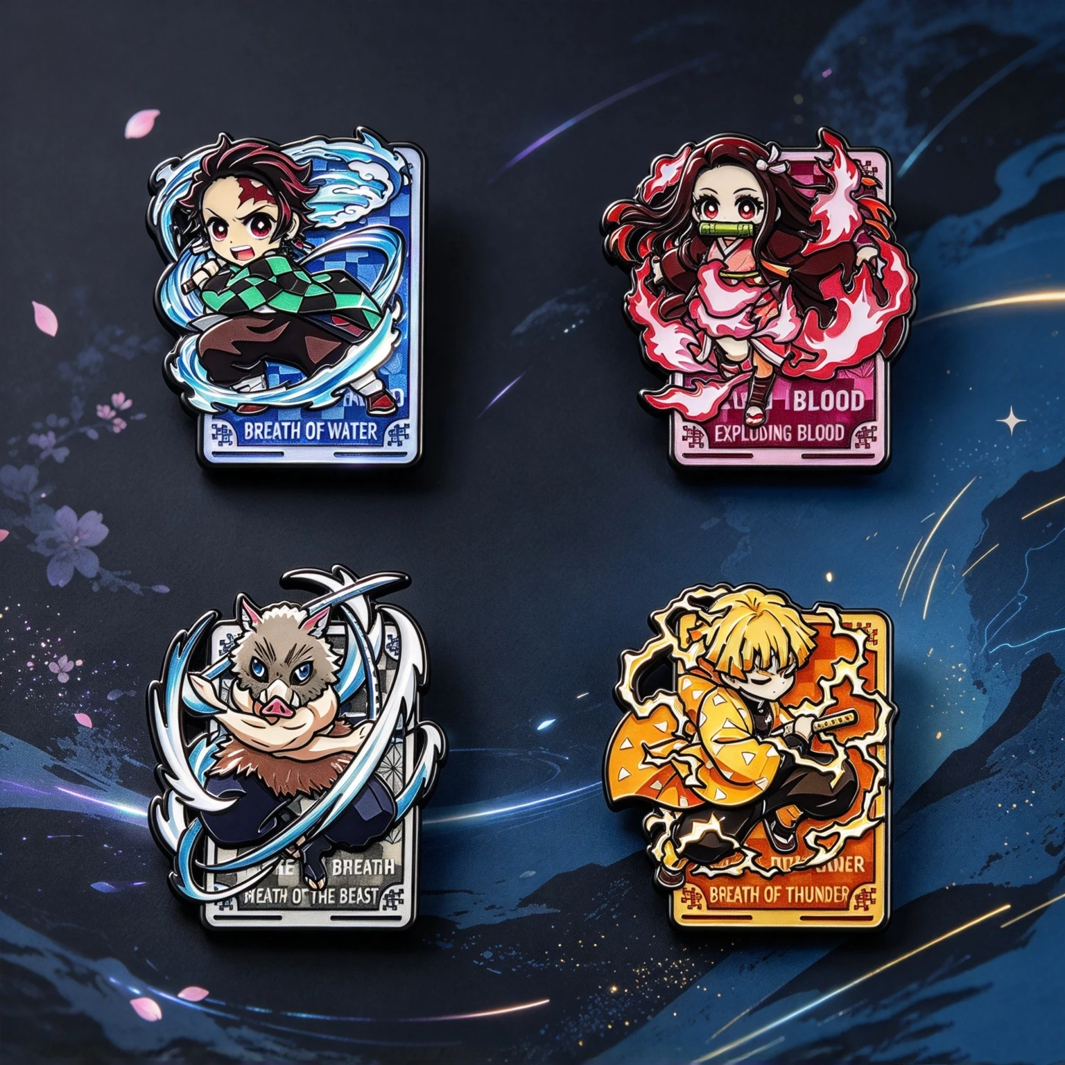 4Pcs Chibi Samurai Anime Figure Metal Pin Set, Exquisite Enamel Badges, Fashion Accessories for Clothing Backpack
