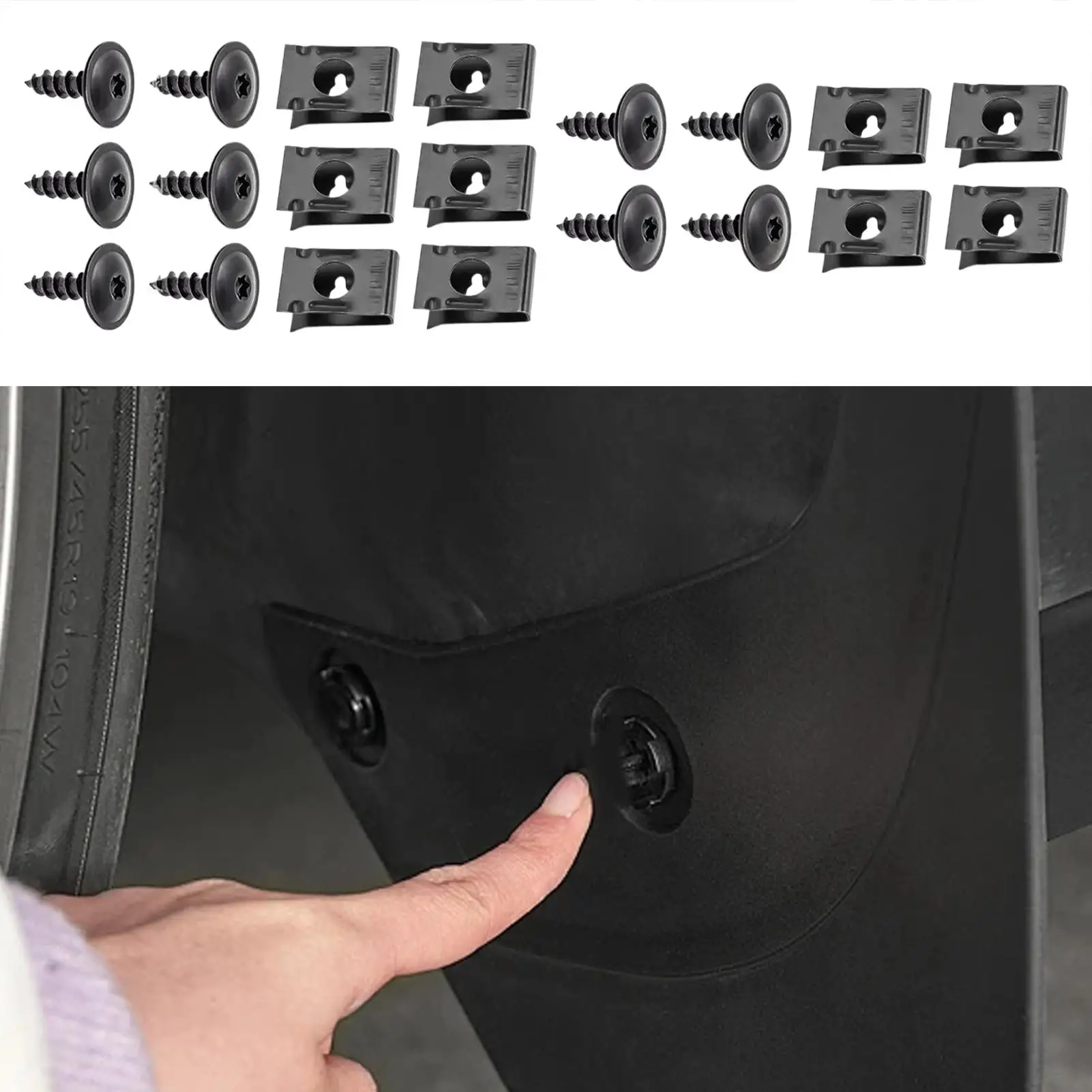 

U Clips and Screws Kit for Car Automotive Fasteners Kit Metal Rustproof Repair Accessories for RVs Trucks Vehicle Owners