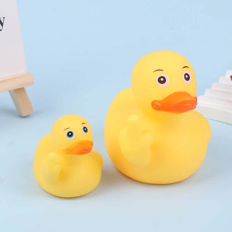 1PC Play Water Swimming Beach Small Toy Tricky Funny Finger Shape Little Yellow Duck Press And Pinch Call Cute Animal Bird Prop