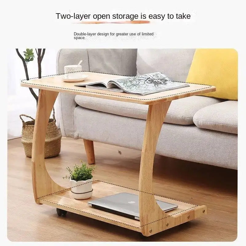 Living Furniture Movable Household Solid Wood Corner The Tea Coffee Table Sofa Several Cabinets Ceside Room Balcony Square Table