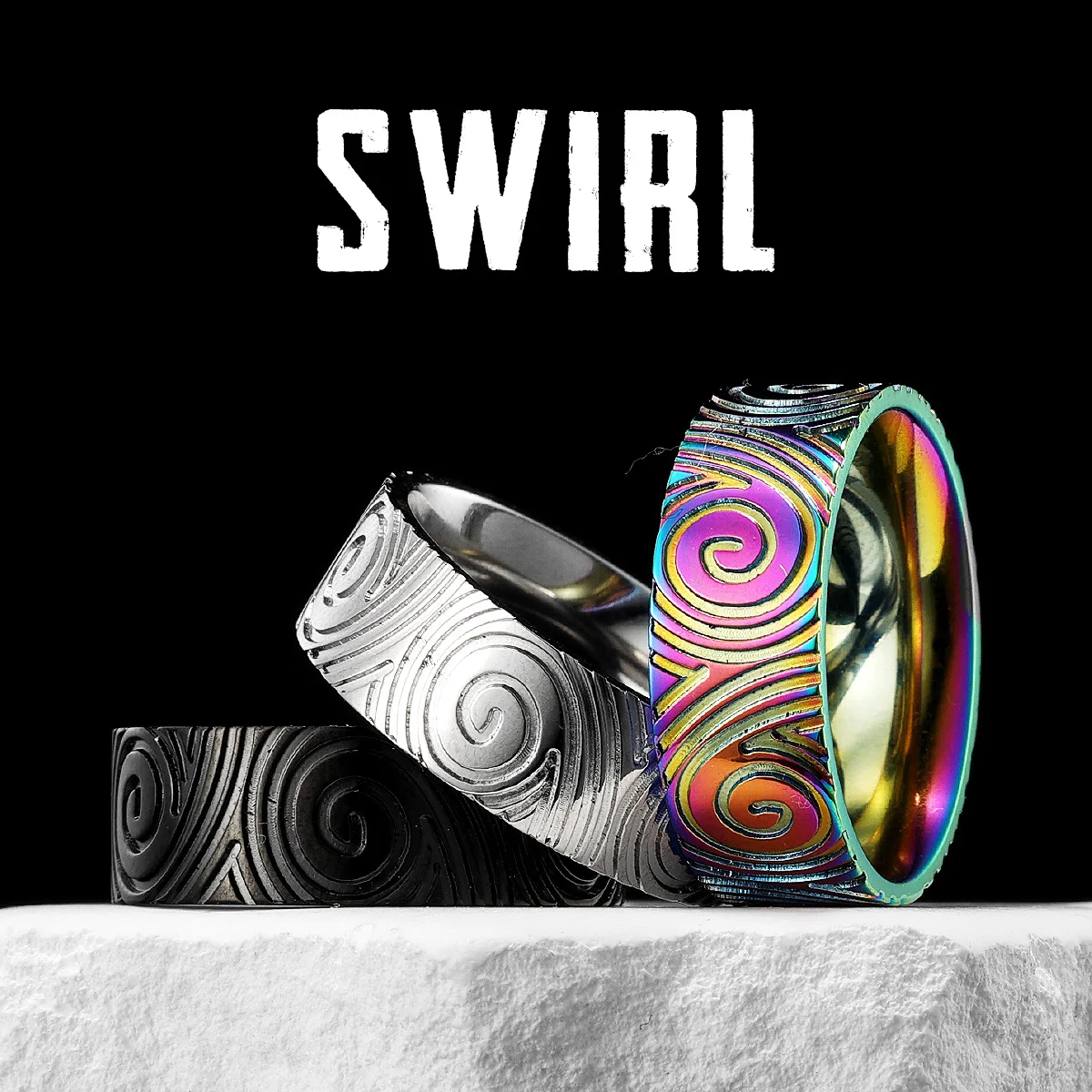 Fingerprint Swirl Men Rings Stainless Steel Women Jewelry Punk New In Rock Stranger Things Fashion Accessories Gift Wholesale