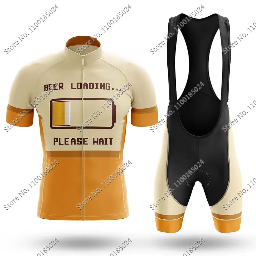 Men Beer Loading 2025 Cycling Jersey Set Summer Bicycle Clothing Road Bike Shirts Suit Bicycle Bib Shorts MTB Ropa Maillot