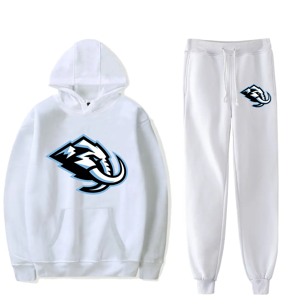 Utah mamute logotipo merch hóquei no gelo com capuz calças jogger moletom + moletom feminino conjunto esporte pulôver