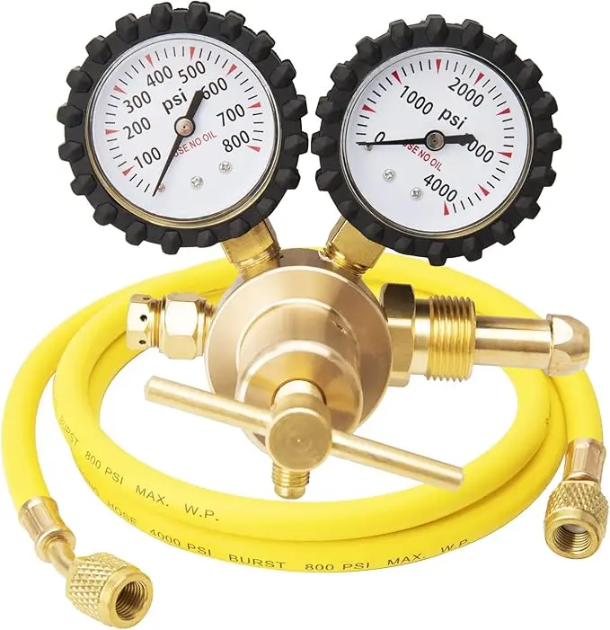 Nitrogen Pressure Gauge Regulator Test Kit  with 2m Hose Brass Inlet Outlet Connection