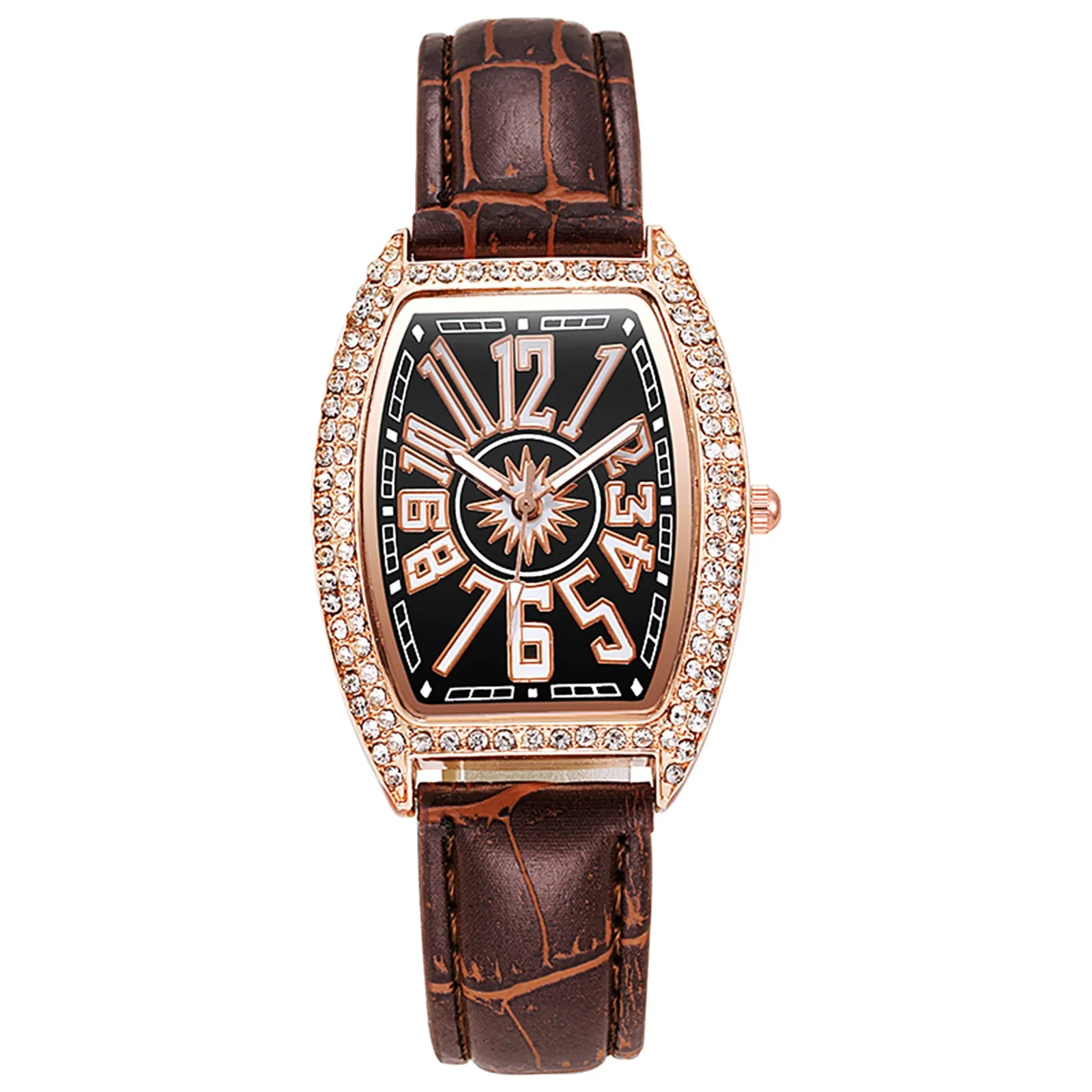 Ladies Leather Belt Diamond-studded Wine Barrel Fashion Faceted Watch Quartz Watch Bracelet Luxury Fashion женские часы