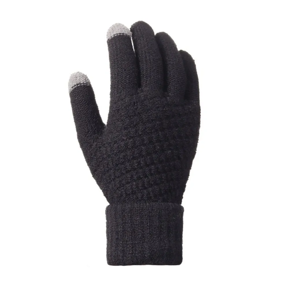 3Pcs/Set Warm Winter Hat Scarf Gloves Set Thicken Windproof Scarf Neck Warmer Suit Soft Elastic Touchscreen Gloves for Men Women