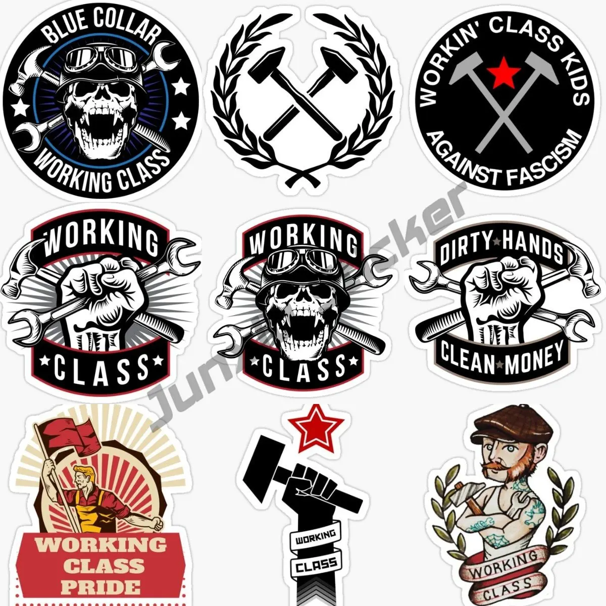 Working Class Sticker Skull Stickers for Art Room Kid Stickers Car Decorations  Funny Bumpe  Car Accessories Anime Sticker