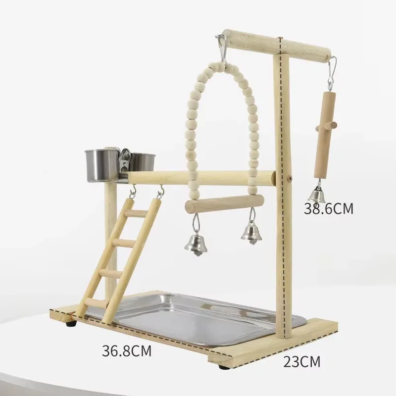 Parrot Training Stand, Solid Wood Parrot Toy Supplies, Bird Teasing Toys, Climbing Frame, Ladder, Swing, Cloud Ladder