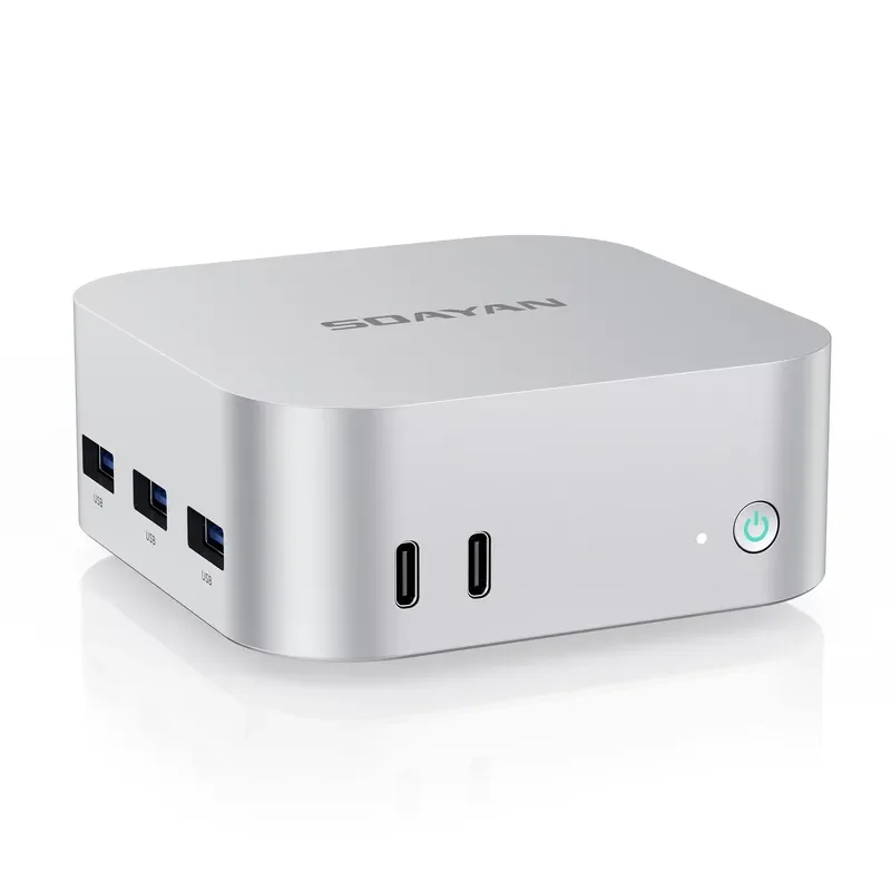 BOLRZO SOAYAN 2026 new mini PC LPDDR5 N100 quad-core business office PC with dual LAN and USB-C ports, supports Windows