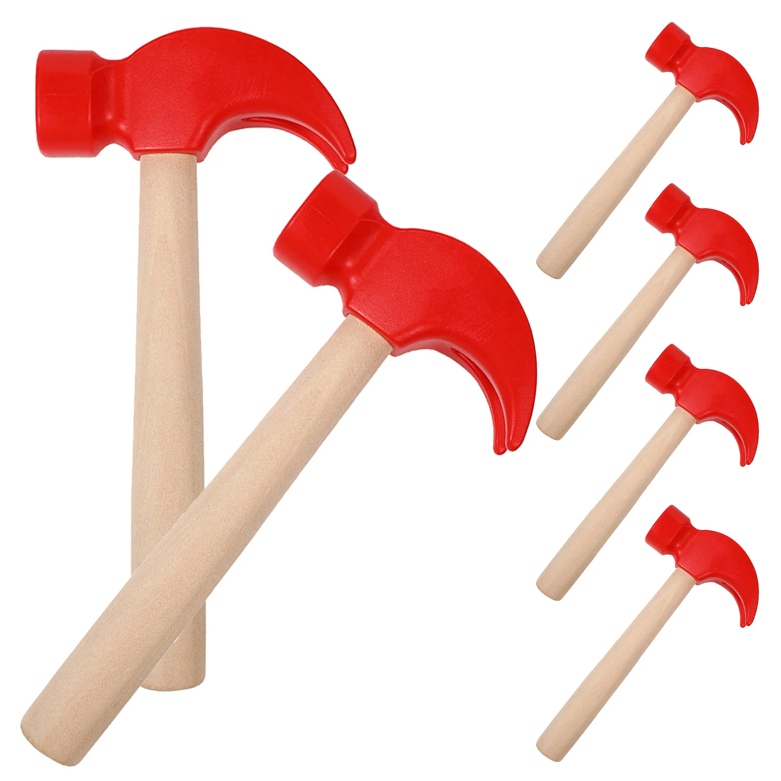 6Pcs Mini Wood Hammer for Kids Realistic Design Pounding Play Mallet Toddler Safe Pretend Construction Tool Learning