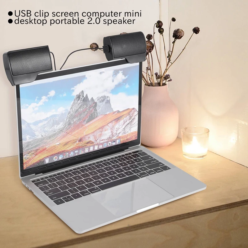 Clip Mini Portable USB Stereo Speaker Soundbar for Notebook Laptop Computer PC Mp3 Phone Music Player-A22U view 3