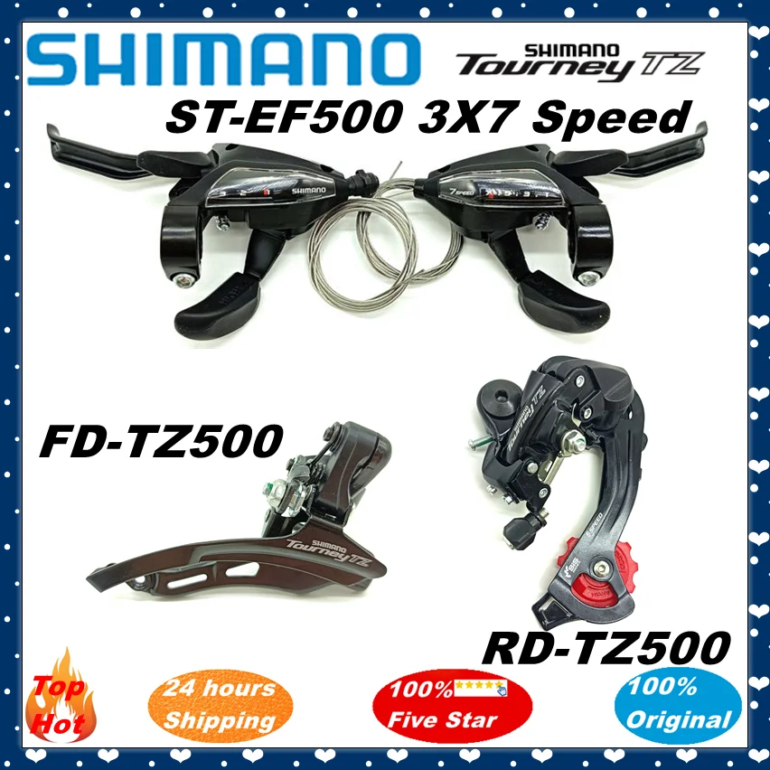 Shimano 21 Speed Groupset ST-EF500 3x7 Bike Shifter Lever Brake Lever RD-TZ500 Bike Rear Derailleur FD-TZ500 Front Derailleur