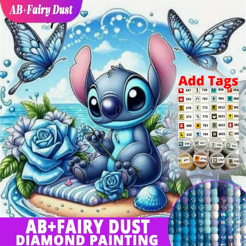 

AB Фея Пыль Дисней Стич Алмазная картина Животное DIY Бабочка Алмазная мозаика Мультфильм Набор для рукоделия Вышивка Роза Цветок Дети