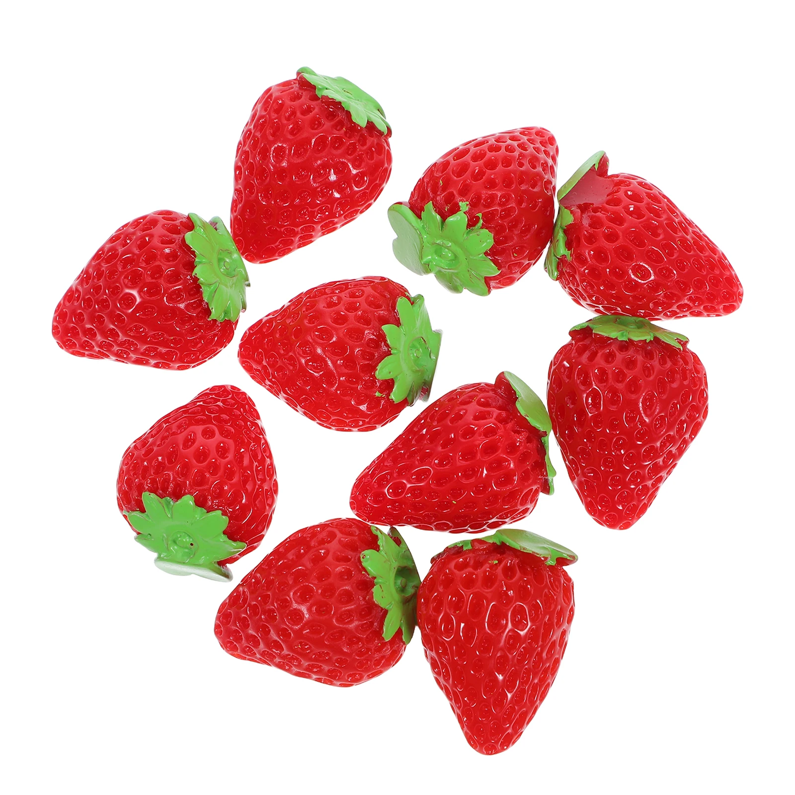 

10Pcs Lifelike Resin Strawberries Simulation Fake Fruit for Home Decor Crafts Photography Props Summer Tier Tray Arrangements