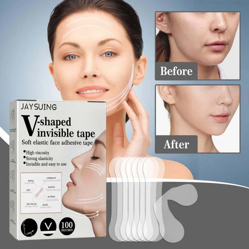 

100Pcs Instant Invisible Face Stickers Neck Eye Double Chin Lift V Shape Refill Tapes Thin Makeup Facelifting Face Lift Patch