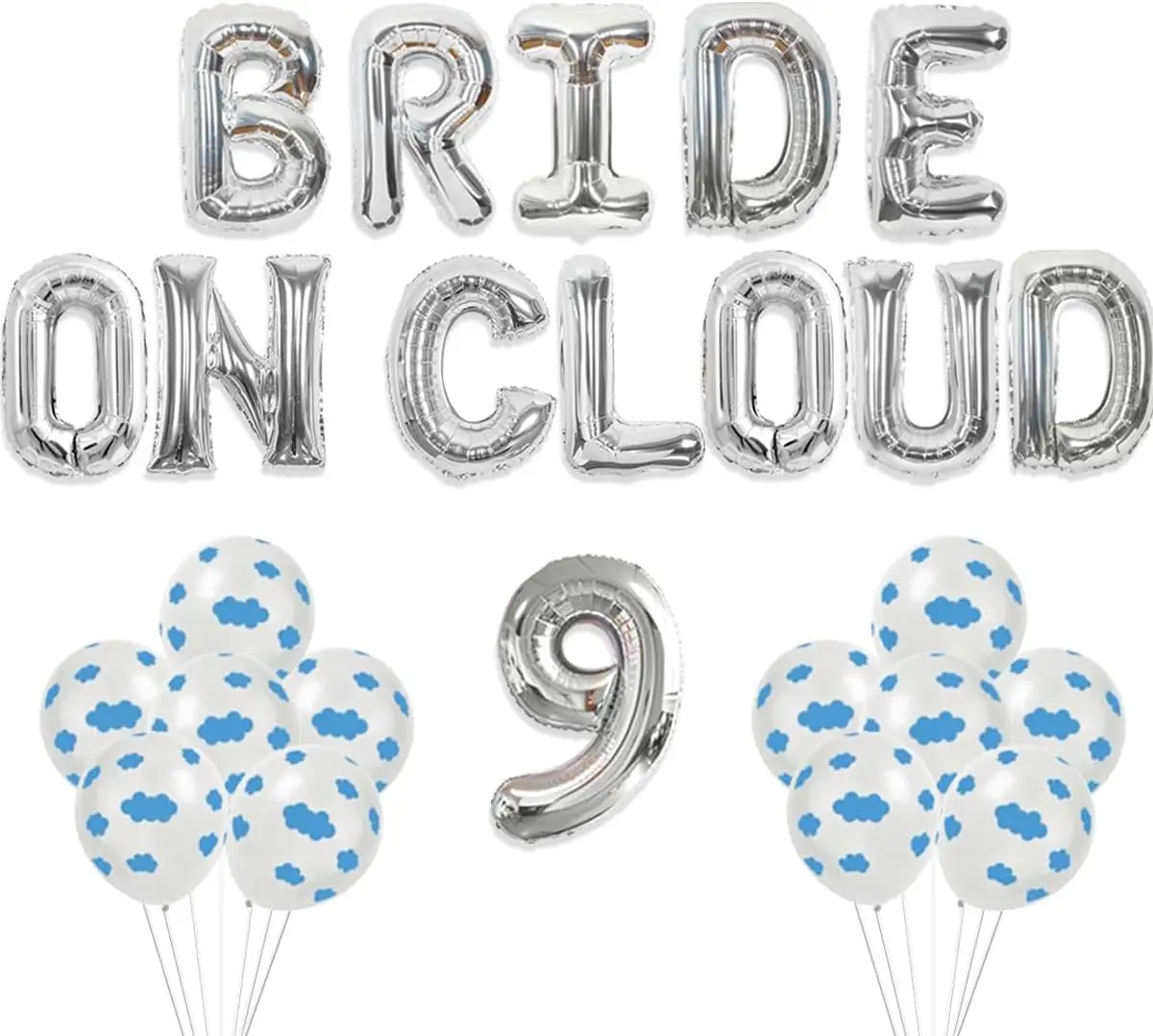 

Bride on Cloud 9 Balloon Banner Bridal Shower Decorations Cloud Diamond Foil Balloon for Wedding Engagement Bachelorette Party