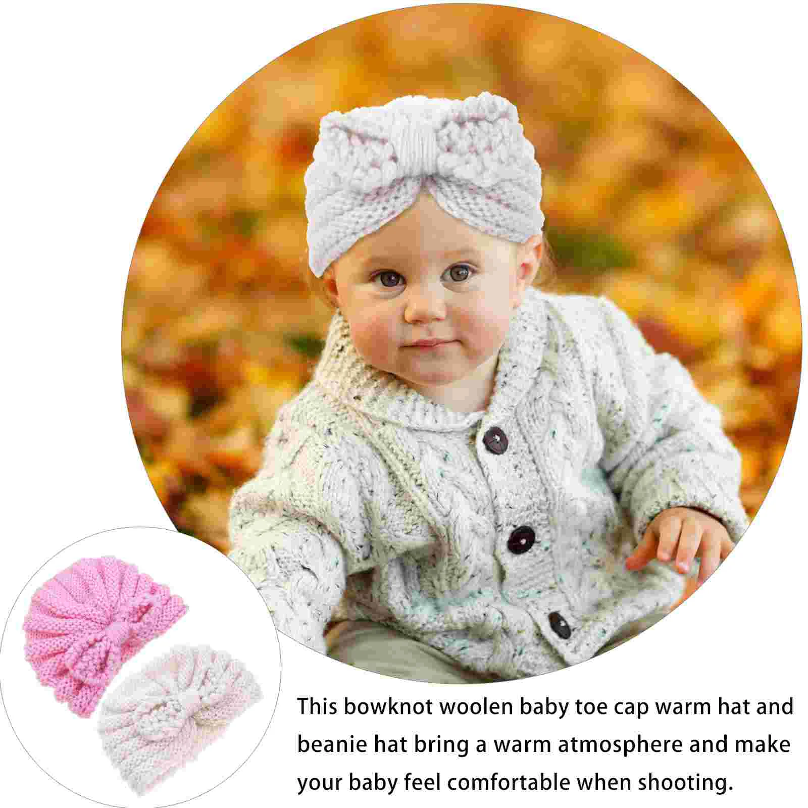 2-teilige Baby-Beanie-Mütze, Herbst, warm, für Kleinkinder, Neugeborene, Jungen, Garn, Säuglings-Turbane, Mützen, Foto-Requisiten, bequem