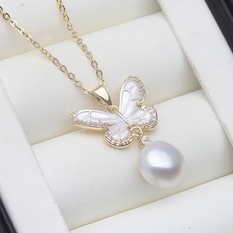 

Genuine Natural Fresh Water Pearl Pendant,Butterfly Cultured Gold Plated Pearl Pendant Jewelry Wife Mother Birthday Gift White