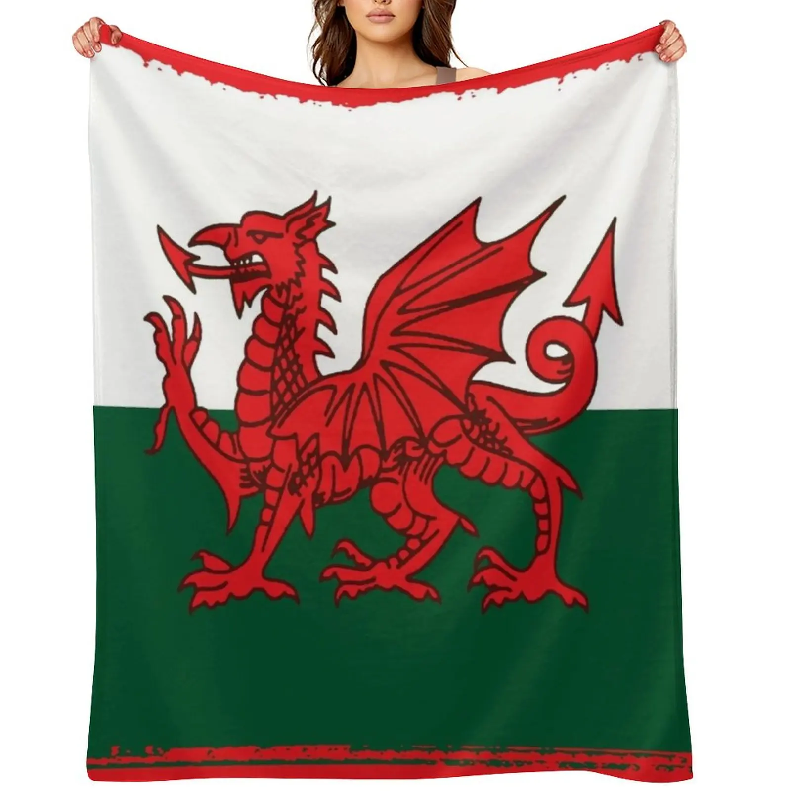 

Y Ddraig Goch The Red Dragon Grunge Welsh Flag Throw Blanket Giant Sofa Winter beds Luxury Brand Luxury Throw Blankets