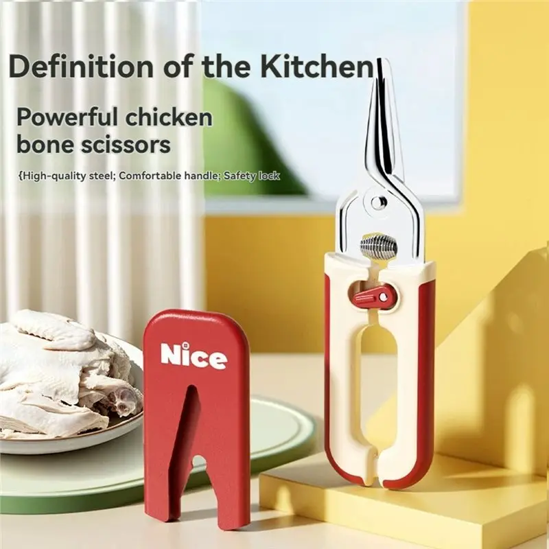ABRU-Kitchen Shears With Magnetic Sheath, Heavy Duty Multipurpose Poultry Scissors For Chicken, Meat, Herbs, BBQ