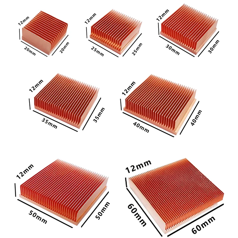 Full Copper Electric Heat-sink for South Bridge M/B, LED Laser Chip, Graphics Card IC DIY Cooling Radiator, Multi-size Selection