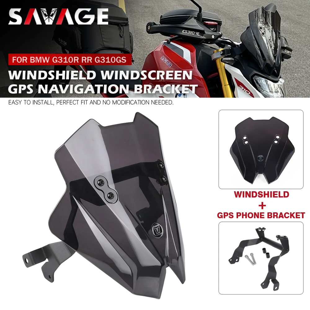 

G310R Windshield Windscreen GPS Phone Support For BMW G310 R 2017-2025 Wind Screen Deflector Extension Bar Navigation Bracket