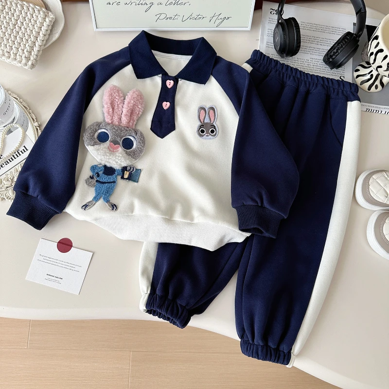 

Girls' Autumn New Girls' Polo Shirt Suit Children's Foreign Style Girl Long-sleeved Hoodie + Trousers Two-piece Set 2-8yrs