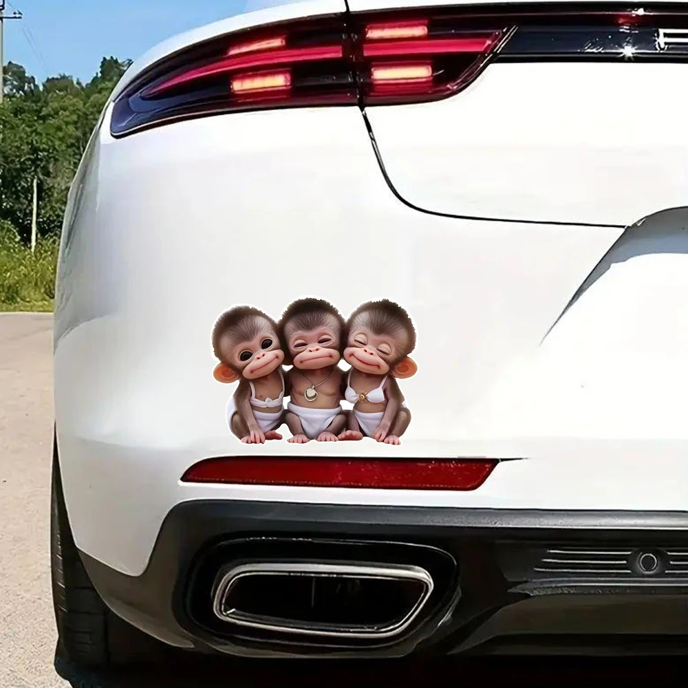 13x9.5 سنتيمتر لطيف الكرتون القرود ملصق حائط من الفينيل سيارة ملصق للسيارة ، الكمبيوتر المحمول ، شاحنة ، دراجة نارية ، نافذة ، الجدار ، شارات الأمتعة