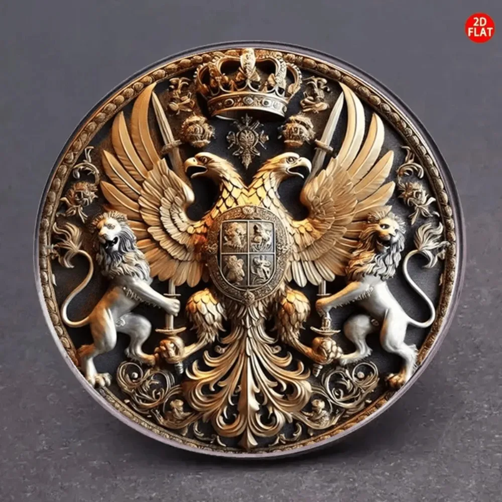 Vintage Double Eagle Metal Badge for Jackets Caps, 2D Patches Unique Craft Gifts