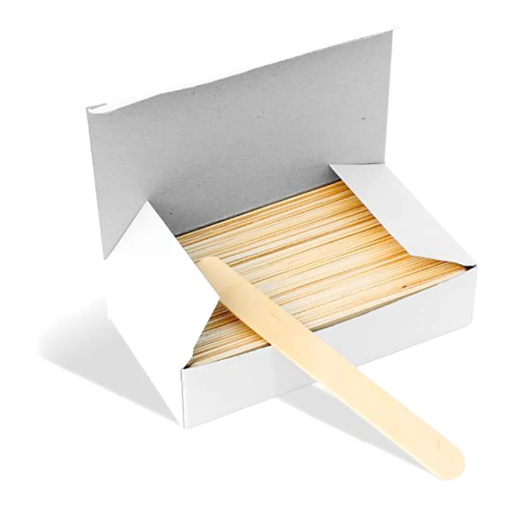 100Pcs Wooden Wax Spatula Rounded Tip Sanitary Disposable for All Depilatory Waxes Waxing Salon Home Use