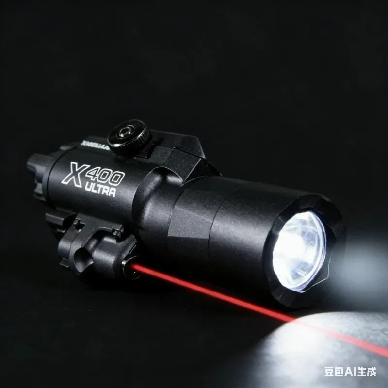 مؤشر ليزر بمصباح يدوي عالي الكثافة X400U: يناسب السكك الحديدية مقاس 20 مم، لعبة بنادق Airsoft والصيد ومطابقات CS والألعاب