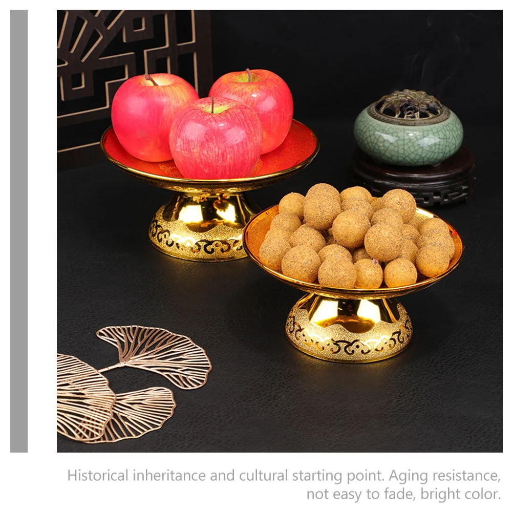 2 قطعة الذهبي القدمين عرض لوحة معبد صينية للفاكهة الثروة الله العبادة السلطانية لوازم البوذية الطقوس التضحية تخزين الفاكهة