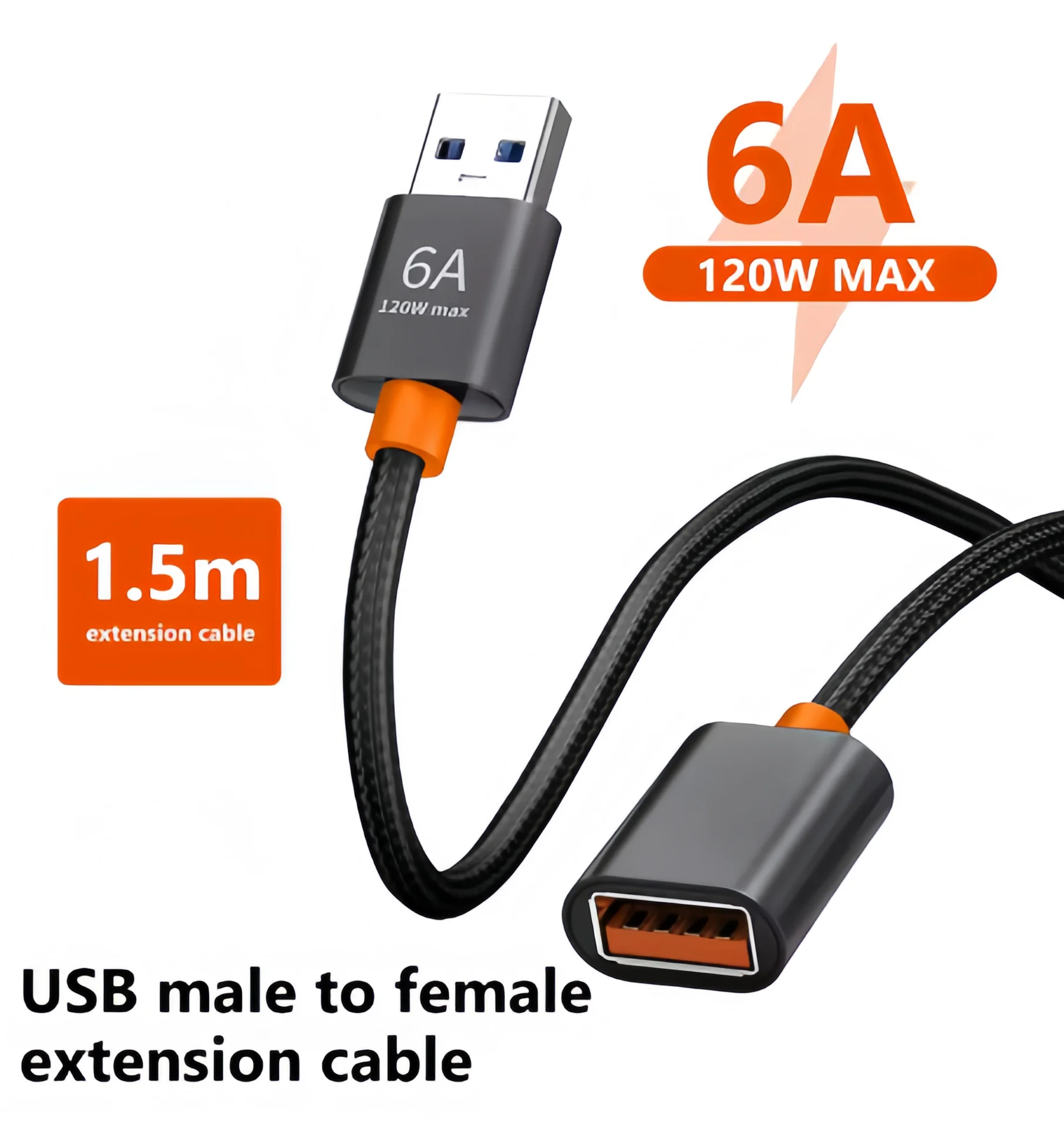 6A USB Extension Cable for Smart Laptop PC TV Xbox One SSD USB Cable Extender Data Cord USB Fast Transfer Cable