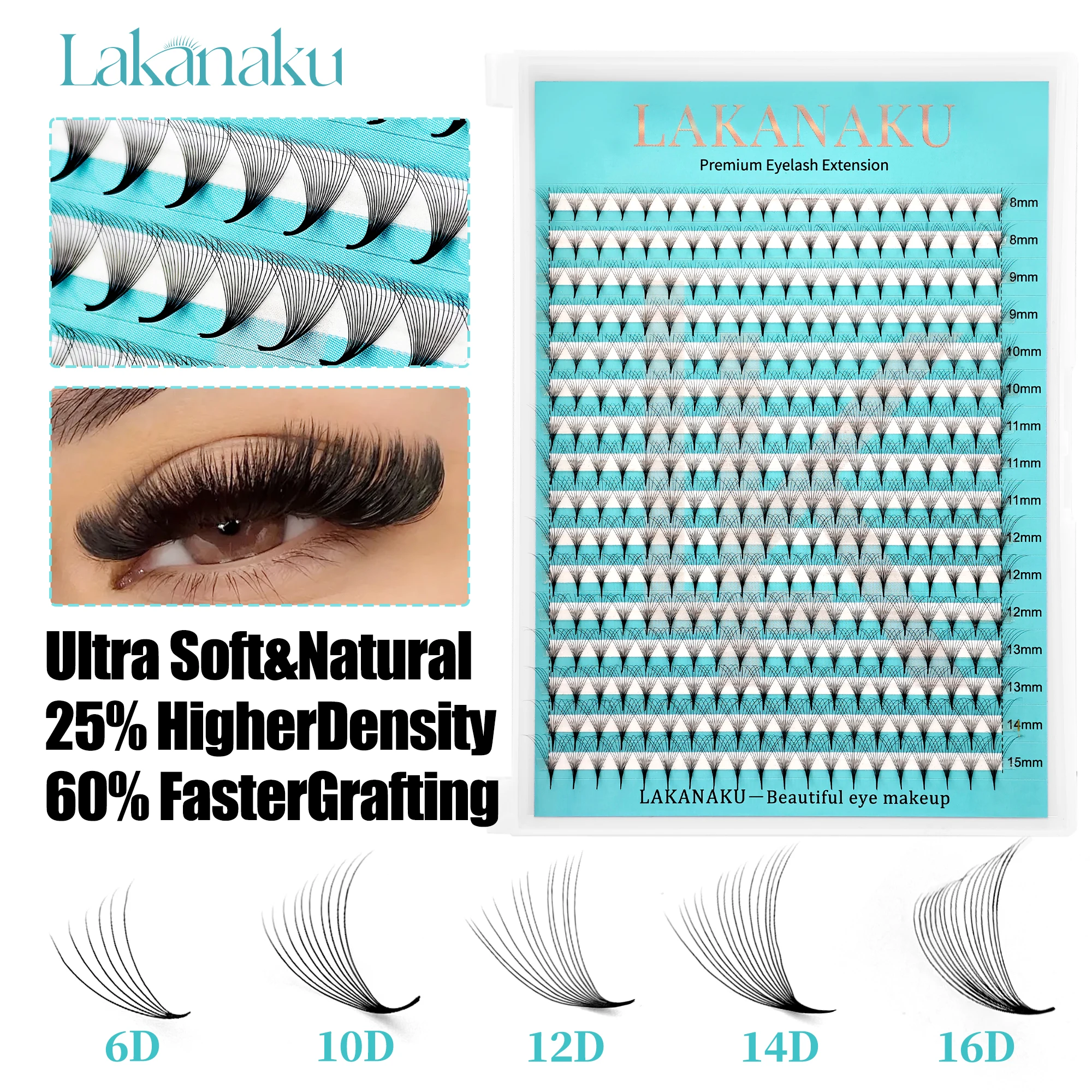 Wide Fan Pointy Base Premade Volume Fans Plus Lash Tray 10D - 16D Pre Made Fans Sharp Base 320 Fans Max Lashes Tray