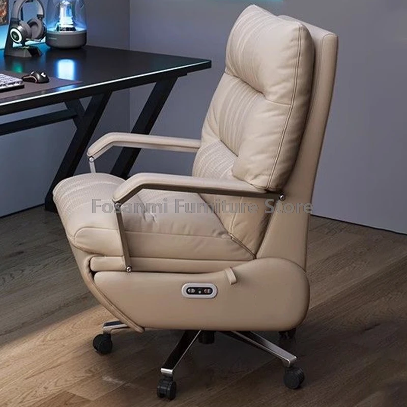 Comfortable and Soft Office Desk Swivel Chair Adjustable Home with Footrest Leather Computer Chair Thickened Wheels Gaming Chair