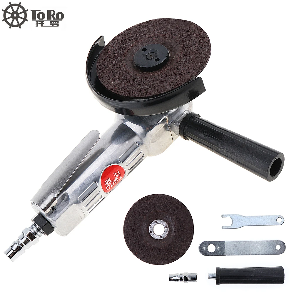 4Inch Pneumatic Angle Grinder High Speed Polisher Air Grinding with Disc Polished Piece and PVC Handle Tool for Polished/Cutting