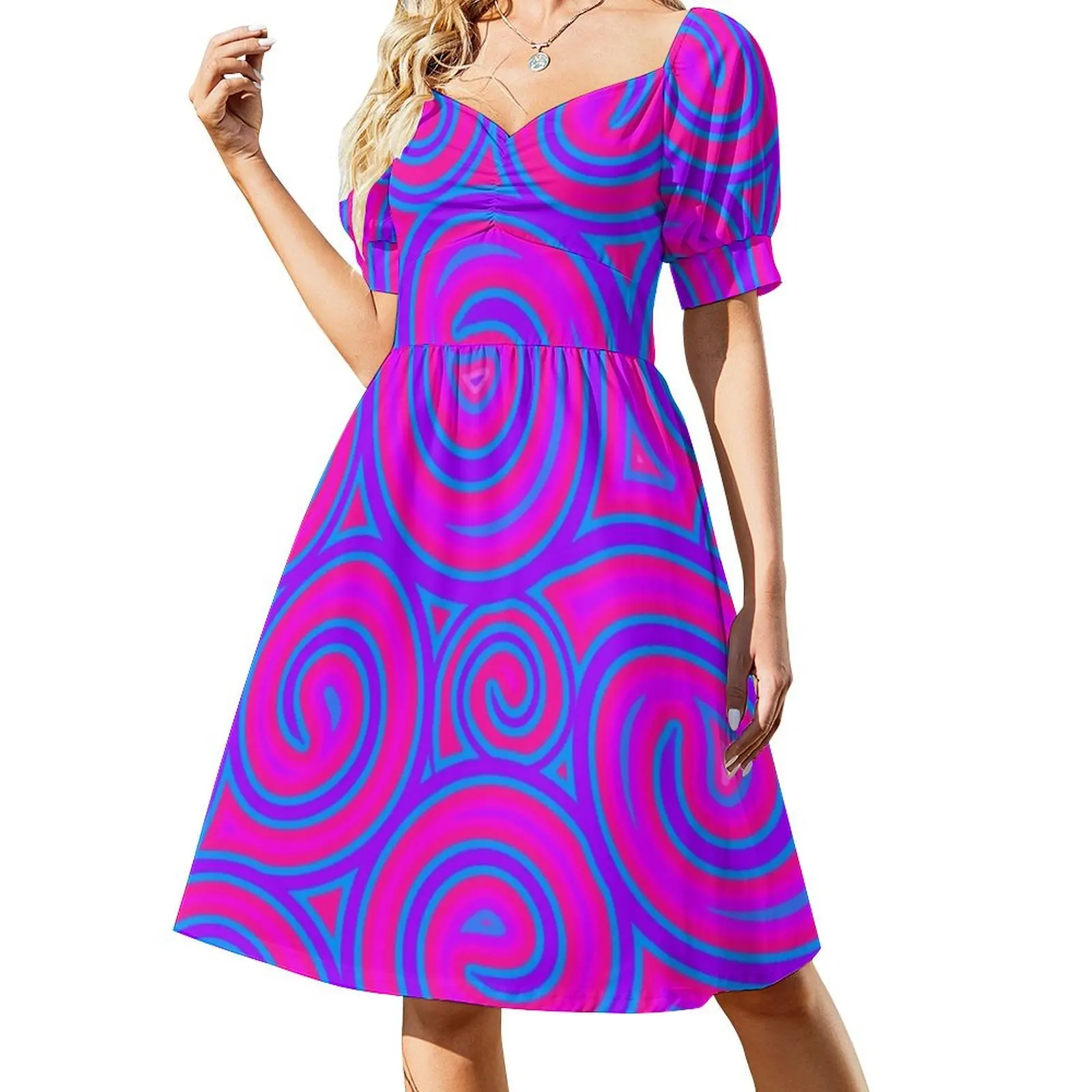 

Psychedelic Trippy Hippy Artwork Short-Sleeved Dress women's summer jumpsuit summer woman dress 2025