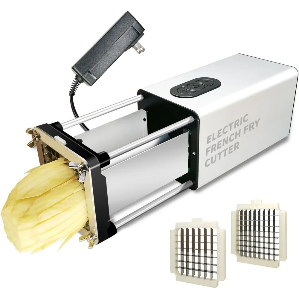 Fstcrt Electric French Fry Cutter, French fry cutter stainless steel with 1/2 & 3/8 Inch blade, vegetable cutter