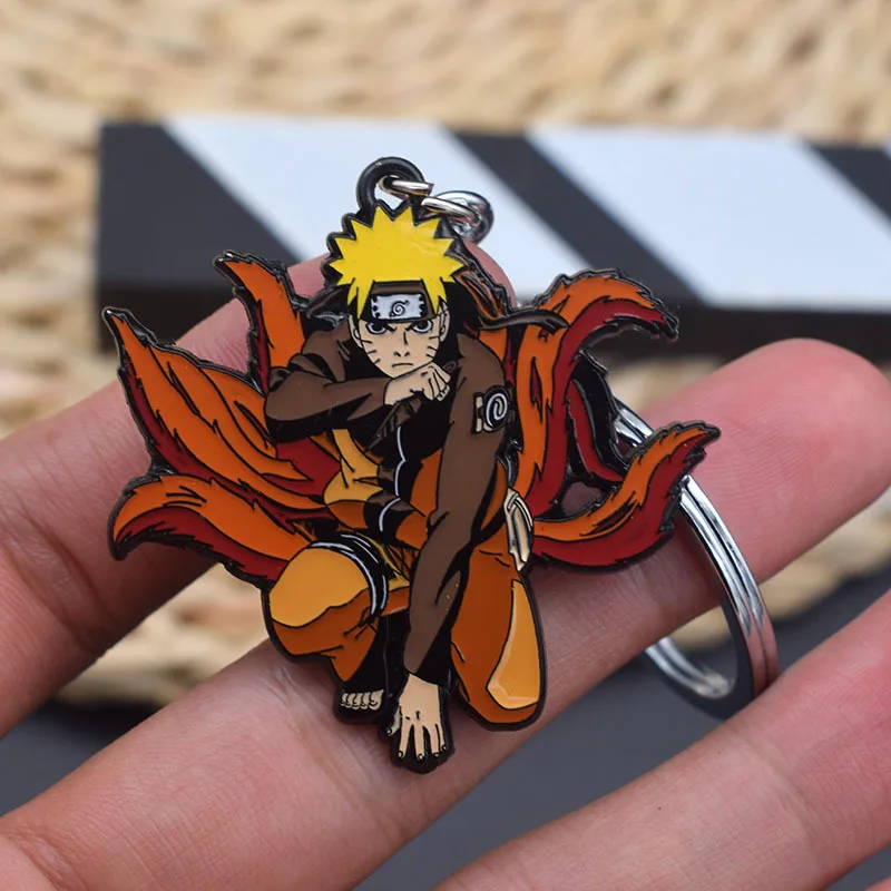 Naruto Kurama Keychain Pendant Anime Two Dimensions Peripherals Kyuubi Metal Key Chain Necklace Pendant Accessories Gift Toys