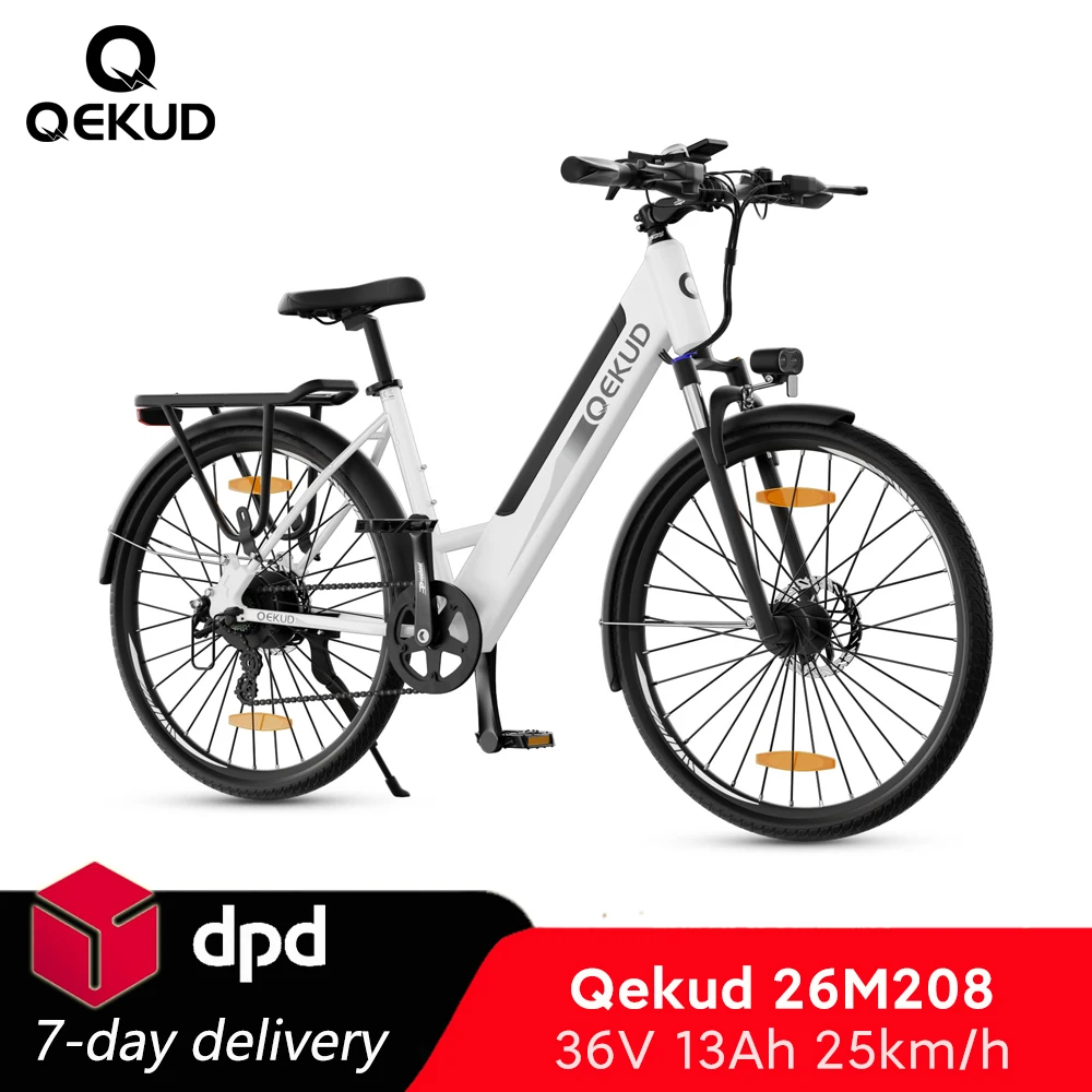 Qekud 26M208 Electric Bicycle for Adults Mountain Bike 250W 36V 13Ah Lithium Battery City E-bike