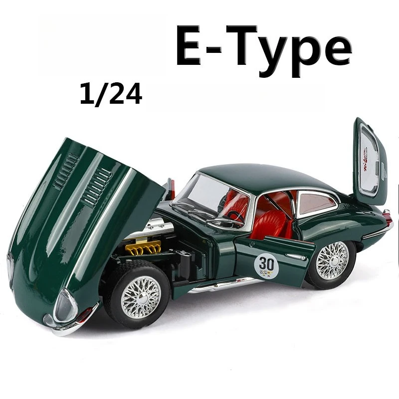 

1:24 E-TYPE Ретро Винтаж Автомобиль Имитация сплава Литая под давлением Модель автомобиля Звук Свет Игрушки Детские подарки на день рождения Украшения