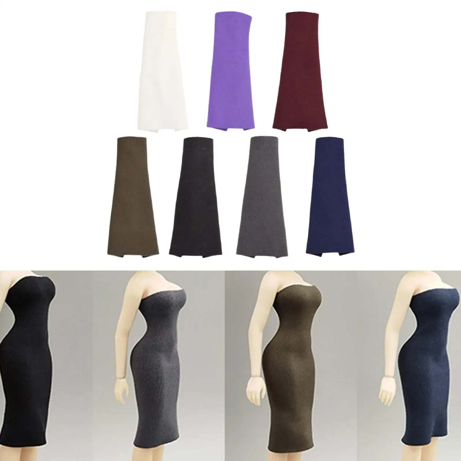 

1/12 Bodycon Dress Retro Accessories Outfit Mini Party Long Dress Maxi Dress for 6 inch Female Figures Accessories Costume