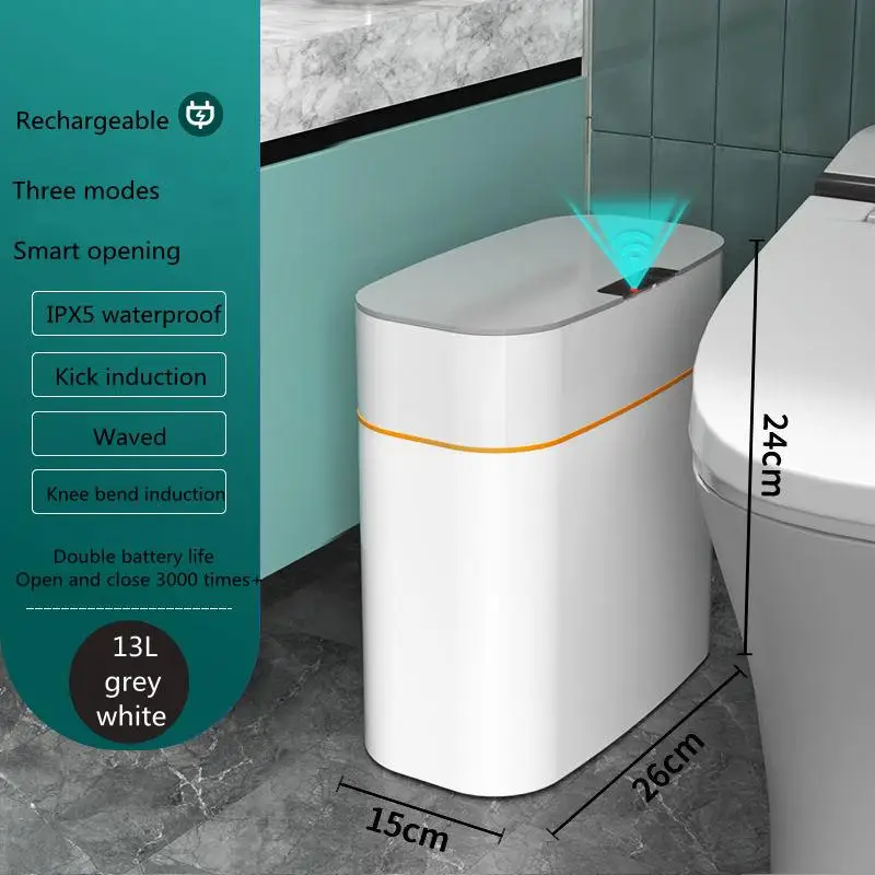 Inteligente Trash Bin Creative Bathroom Automatic Home Office Waterproof New Designer Induction Smart Sensor Trash Can waste bin