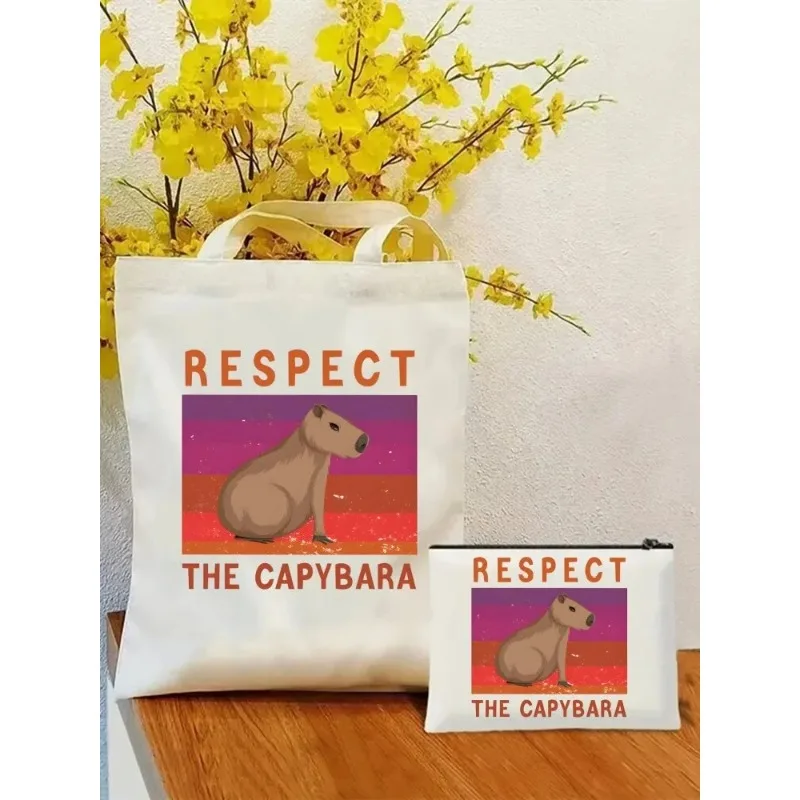 Uroczy zestaw torebek Kawaii Cartoon Capybara - pojemna damska torba na ramię z łatwym dostępem i dopasowanym etui ze sprzęgłem