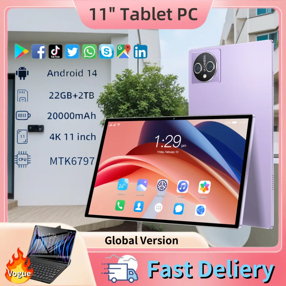 2025 Tab A11 Pro Tablet 4K HD 16GB+1TB 11-inch 24MP + 48MP Fas Processor MTK6797 Bluetooth5.0 WIFI GPS 5G Office Software Tablet