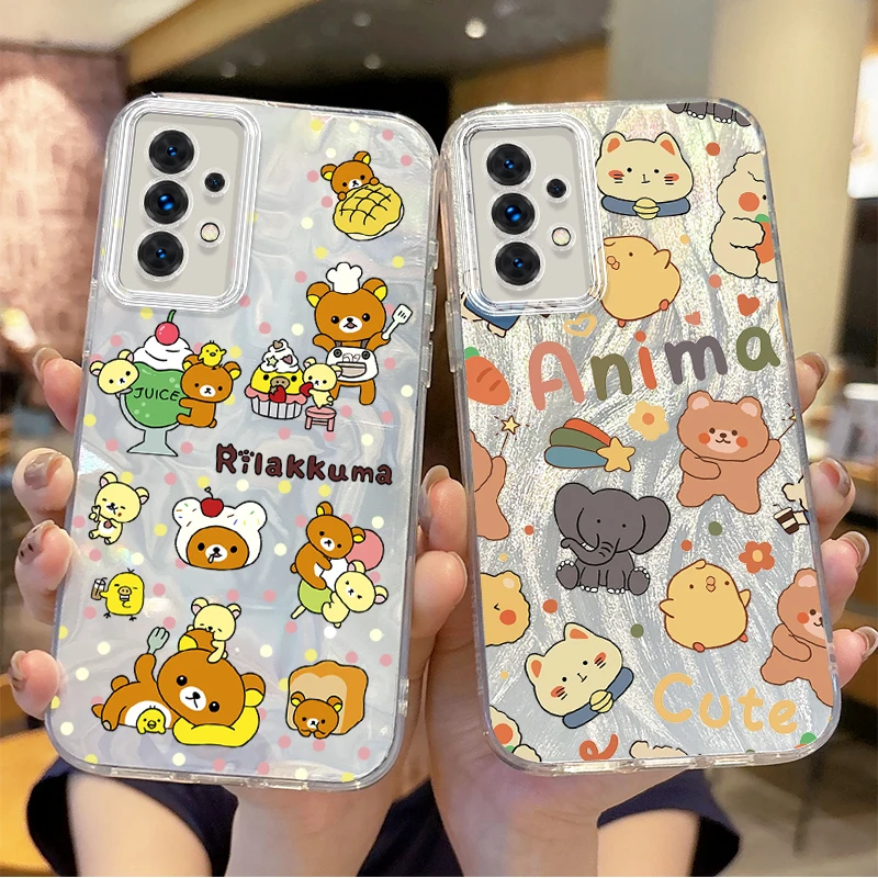 

Cute Cartoon Animals Phone Case For Samsung Galaxy S25 S24 S23 S22 S21 Plus Ultra S24 FE A73 A72 A55 A54 A53 Hard Gradient Cover