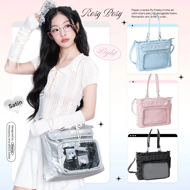 

Легкая повседневная сумка для облегчения боли в плечах, подходящая для девочек, милая сумка для девочек с перекрестной переносной сумкой на плечо со значком