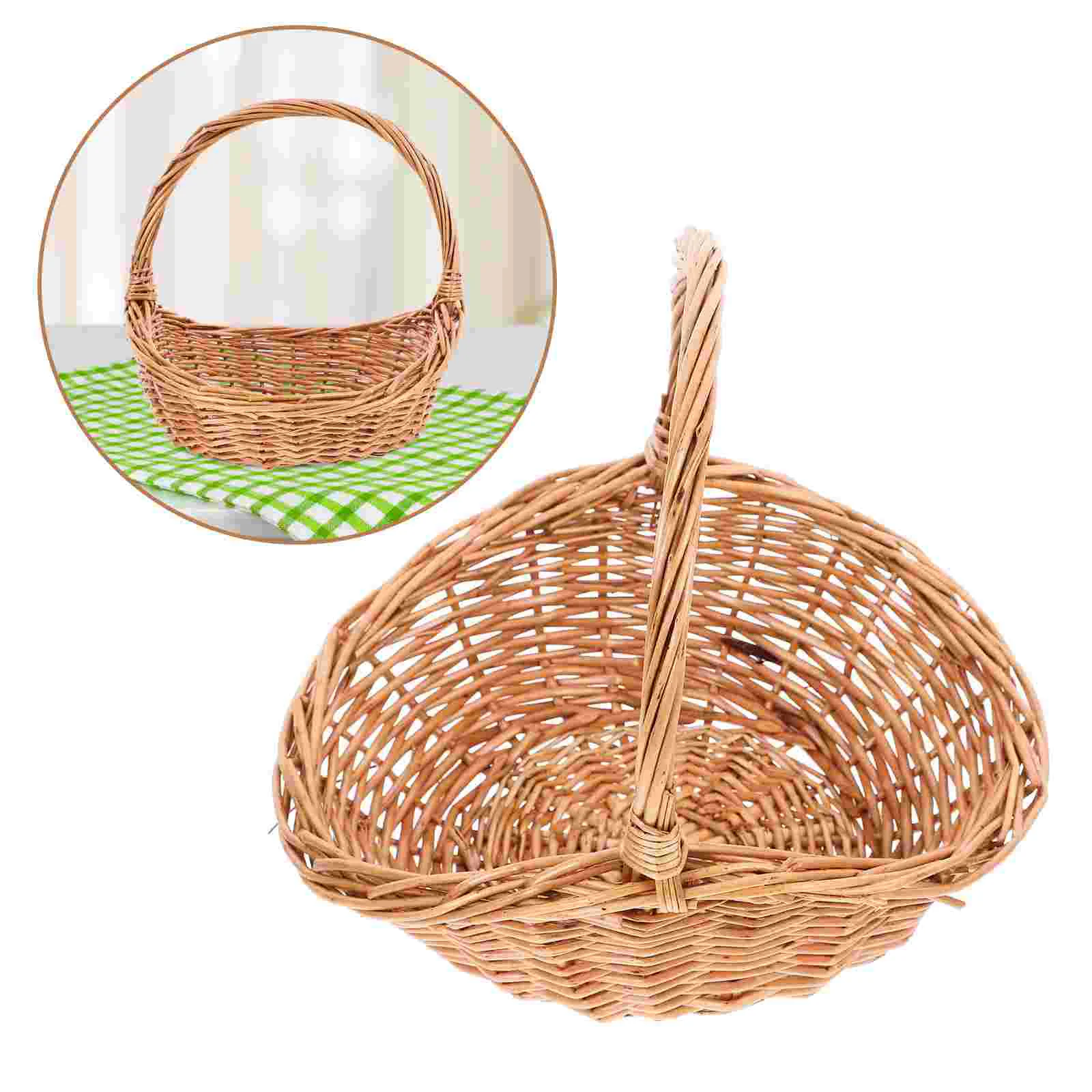 Insulated Picnic Basket Baskets for Gifts Container Wooden Camping Wicker Fruit Baby Woven